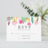 Waterverf Floral Tropical Summer Beach Weddenschap RSVP Kaartje (Staand voorkant)