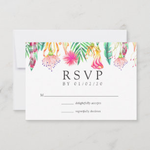 Waterverf Floral Tropical Summer Beach Weddenschap RSVP Kaartje