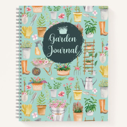 Waterverf Floral Tuingereedschap Tuingereedschap J Notitieboek (Voorkant)