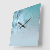 *~* Waterverf Floral Turquoise Glitter Celestial Vierkante Klok (Hoek)