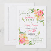 Waterverf Floral Uitnodiging (Voorkant / Achterkant)