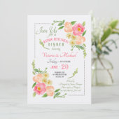 Waterverf Floral Uitnodiging (Staand voorkant)