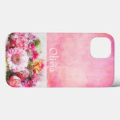 Waterverf Floral van persoonlijke naam Case-Mate iPhone Case (Achterkant (horizontaal))