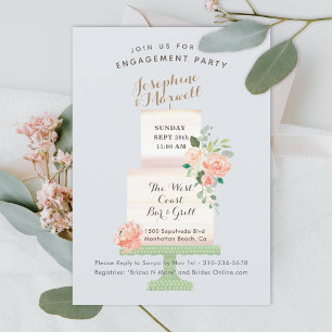 Waterverf Floral Verloving Kaart