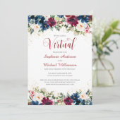 Waterverf Floral Virtual Wedding Kaart (Staand voorkant)