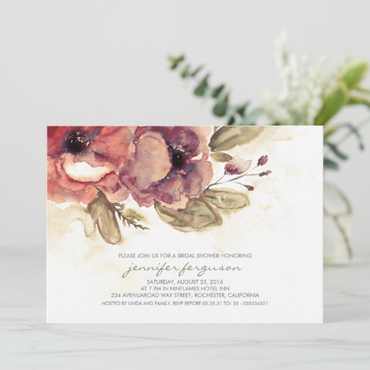 Waterverf Floral Vrijgezellenfeest Kaart (Staand voorkant)