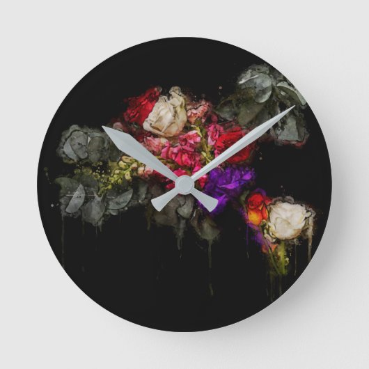 Waterverf Floral Wall Clock Ronde Klok (Voorkant)