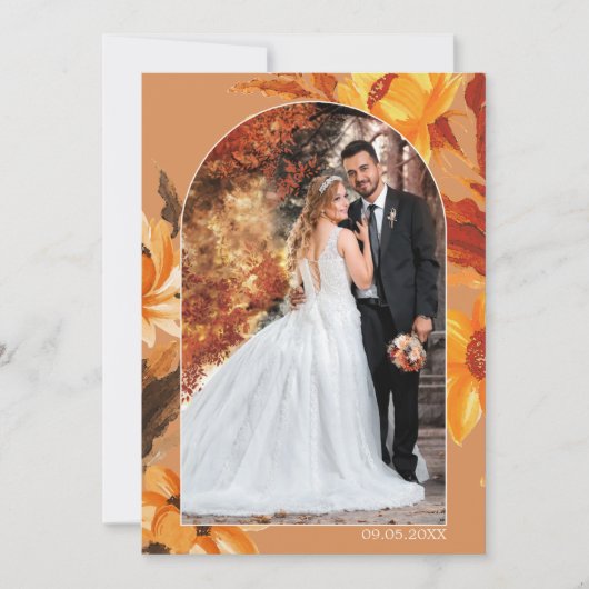 Waterverf Floral Weddenschap Foto Hartelijk dank Bedankkaart (Voorkant)