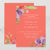 Waterverf Floral Weddenschap Kaart (Voorkant / Achterkant)