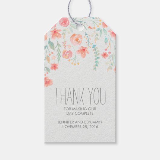 Waterverf Floral Wedding Cadeaulabel (Voorkant)