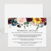 Waterverf Floral Wedding Details Briefkaart (Voorkant / Achterkant)
