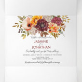 Waterverf Floral Wedding | Drieluik Uitnodiging (Binnenkant midden)