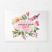 Waterverf Floral Wedding Drieluik Uitnodiging (Cover)