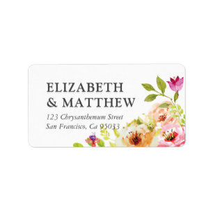 Waterverf Floral Wedding Etiket