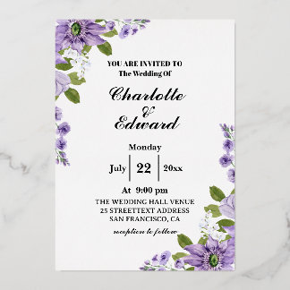 Waterverf Floral Wedding Folie in de zomertuin Uitnodiging