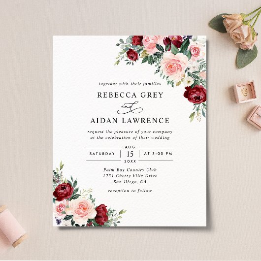 Waterverf Floral Wedding Invitation