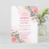 Waterverf Floral Wedding Invitation Kaart (Staand voorkant)