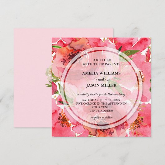 Waterverf Floral Wedding Invitations (Voorkant / Achterkant)