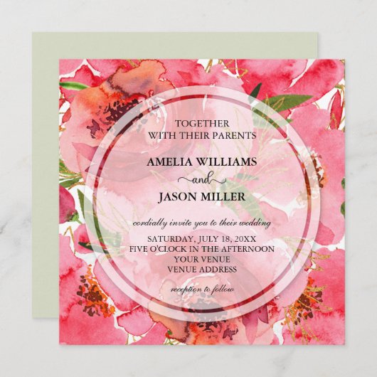 Waterverf Floral Wedding Invitations (Voorkant / Achterkant)