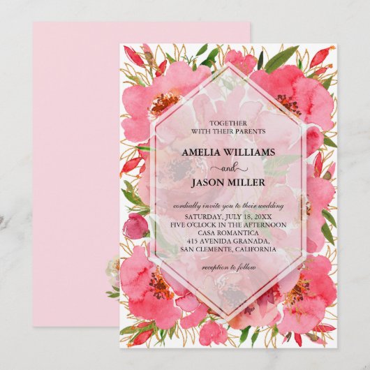 Waterverf Floral Wedding Invitations (Voorkant / Achterkant)