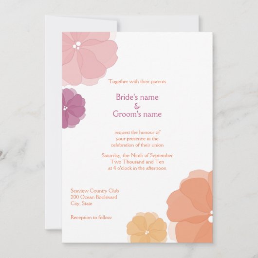Waterverf Floral Wedding Invitations Kaart (Voorkant)