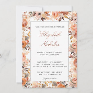 Waterverf Floral Wedding Invitations Kaart
