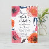 Waterverf Floral Wedding Invite Kaart (Staand voorkant)