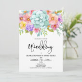 Waterverf Floral Wedding Kaart (Staand voorkant)