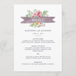 Waterverf Floral Wedding Menu