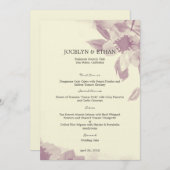 Waterverf Floral Wedding Menu Card (Voorkant / Achterkant)