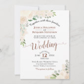 Waterverf Floral Wedding met Champagne Blush Kaart (Voorkant)