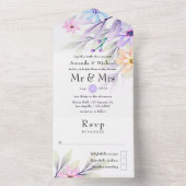 Waterverf Floral Wedding met kleurrijke pasta All In One Uitnodiging (Binnen)