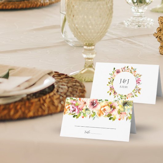 Waterverf Floral Wedding Place Card