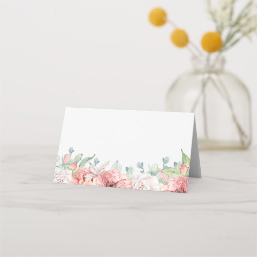 Waterverf Floral Wedding Place Cards (Voorkant)