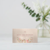 Waterverf Floral Wedding Planner Glam Monogram Visitekaartje (Staand voorkant)