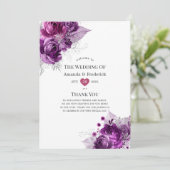 Waterverf Floral Wedding Plum en Navy Programma (Staand voorkant)