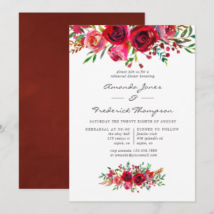 Waterverf Floral Wedding Rehearsal Dinner Kaart
