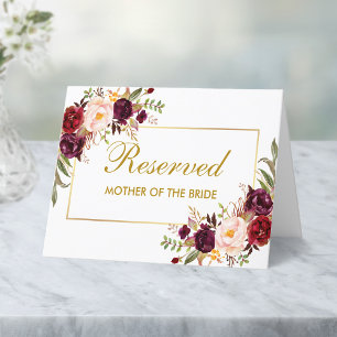 Waterverf Floral Wedding Reserved Naam Plaats Kaart