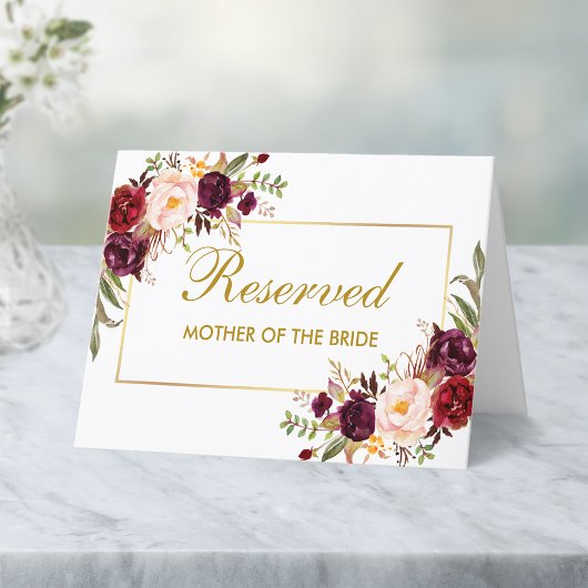 Waterverf Floral Wedding Reserved Naam Plaats Kaart