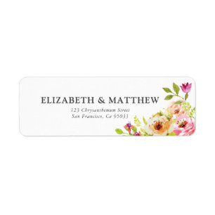 Waterverf Floral Wedding Return Etiket