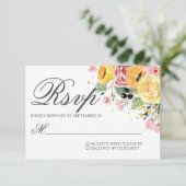 Waterverf Floral Wedding RSVP Kaartje (Staand voorkant)