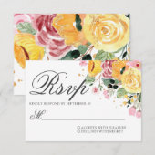 Waterverf Floral Wedding RSVP Kaartje (Voorkant / Achterkant)