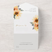 Waterverf Floral Wedding Rustic Chic All In One Uitnodiging (Buitenkant)