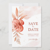 Waterverf Floral Wedding Rustic Terracotta Save The Date (Voorkant)