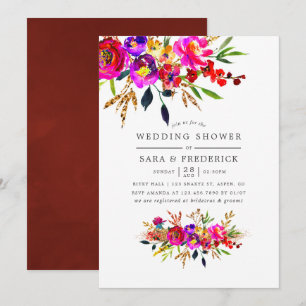 Waterverf Floral Wedding Shower Kaart
