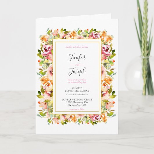 Waterverf Floral Wedding Summer Garden (Voorkant)