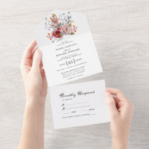 Waterverf Floral Wedding Summer Garden All In One Uitnodiging