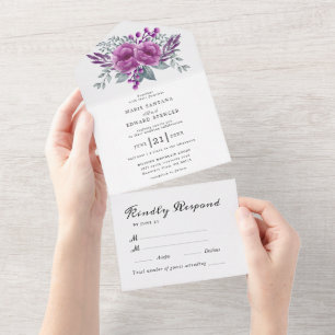 Waterverf Floral Wedding Summer Garden All In One Uitnodiging