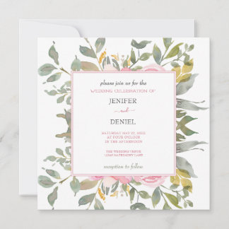 Waterverf Floral Wedding Summer Garden Kaart