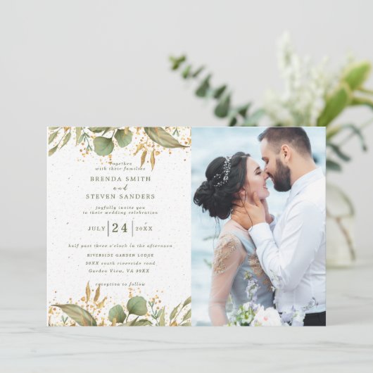 Waterverf Floral Wedding Summer Garden Kaart (Staand voorkant)